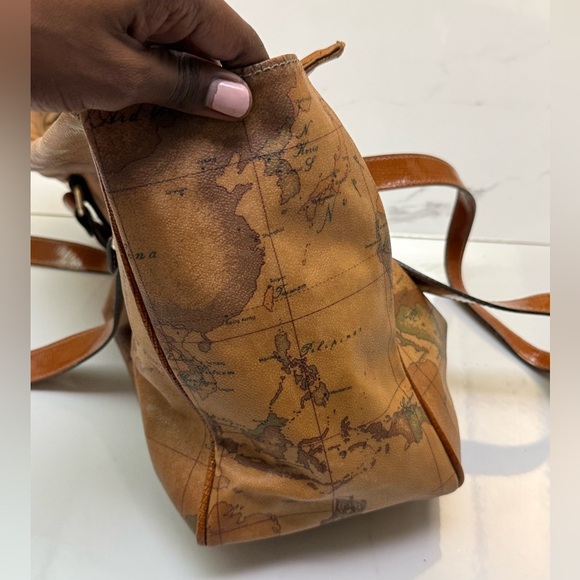 Vintage Alviero Martini Brown Map Print Shoulder Bag - Picture 6 of 7